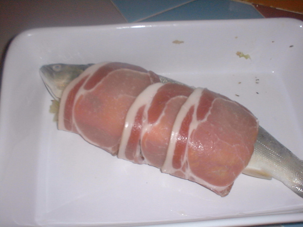 trout in bacon
